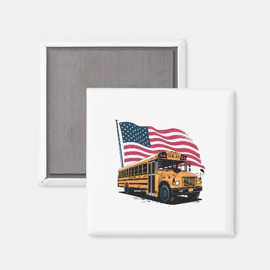 School Bus Driver Usa Flag Magneet (Voorkant / Achterkant)