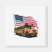 School Bus Driver Usa Flag Magneet (Voorkant)
