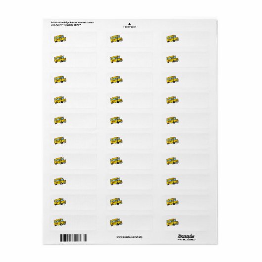 SCHOOL BUS GRAPHIC BACK ELEMENTARY GRADES LEARING ETIKET (Full Sheet)