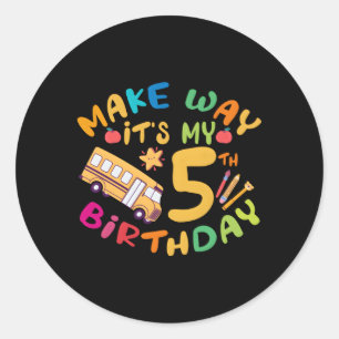 School bus Het is mijn 5 py Ronde Sticker