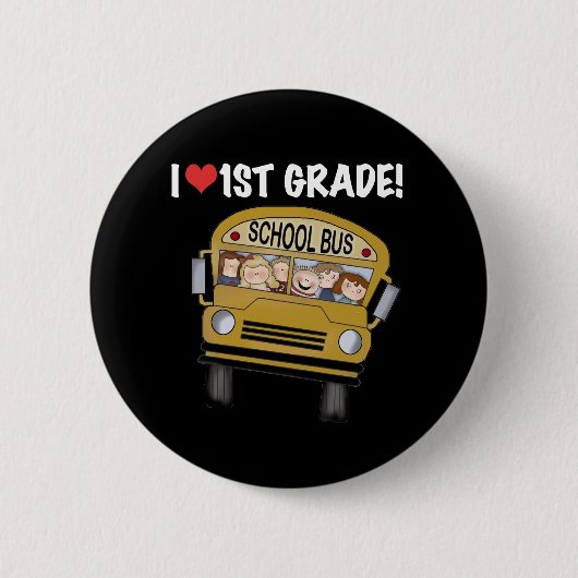 School-bus I Love 1st Grade Ronde Button 5,7 Cm (Voorkant)