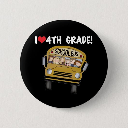 School bus I Love 4th Grad Ronde Button 5,7 Cm (Voorkant)