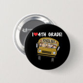 School bus I Love 4th Grad Ronde Button 5,7 Cm (Voorkant /achterkant)