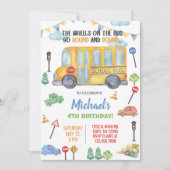 School Bus jongen verjaardag uitnodiging, uitnodig Kaart (Voorkant)