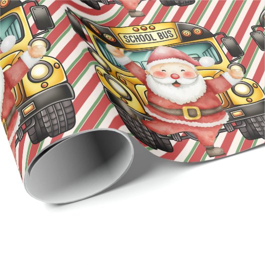 School Bus Kerstmis voor chauffeur Cadeaupapier (Rol Hoek)