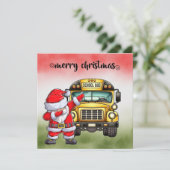 School Bus Kerstmis voor chauffeur Feestdagenkaart (Staand voorkant)