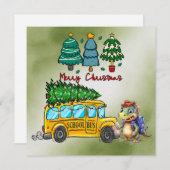 School Bus Kerstmis voor chauffeur Feestdagenkaart (Voorkant / Achterkant)