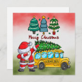 School Bus Kerstmis voor chauffeur Feestdagenkaart (Voorkant / Achterkant)