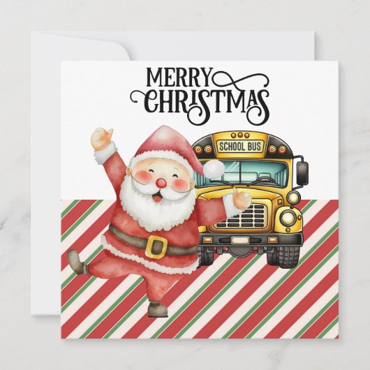 School Bus Kerstmis voor chauffeur Feestdagenkaart (Voorkant)