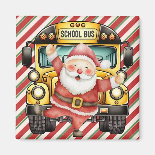 School Bus Kerstmis voor chauffeur Magneet (Voorkant)