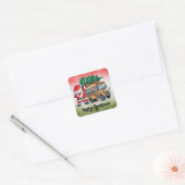 School Bus Kerstmis voor chauffeur Vierkante Sticker (Envelop)