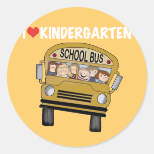 School Bus Liefde Kleuterschool Ronde Sticker