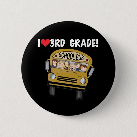 School-bus Love 3rd Grad Ronde Button 5,7 Cm (Voorkant)