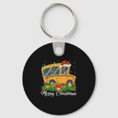School Bus Lover Matching Santa Hat School Bus Chr Sleutelhanger (Voorkant)