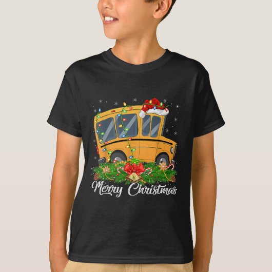 School Bus Lover Matching Santa Hat School Bus Chr T-shirt (Voorkant)