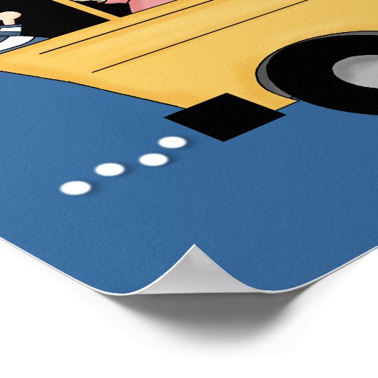School-bus met Poster van Kind en stuurprogramma a (Hoek)