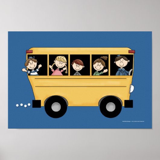 School-bus met Poster van Kind en stuurprogramma a (Voorkant)