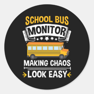 School Bus Monitor Bus Aide Attendant Student Deli Ronde Sticker