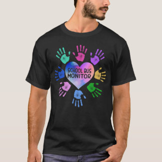 School Bus Monitor Hand Heart T-shirt