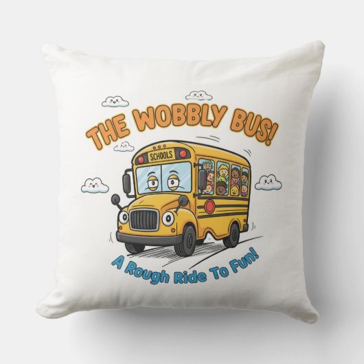 School Bus Nursery Decor-The Wobbly Bus Kussen (Voorkant)