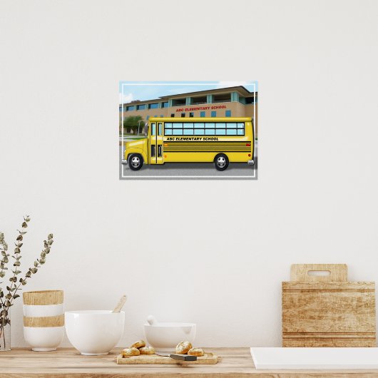 School-bus op school poster (Keuken)