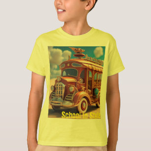 School Bus Print T-shirt - fleur hun dag op!"