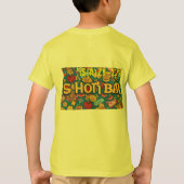 School Bus Print T-shirt - fleur hun dag op!" (Achterkant)