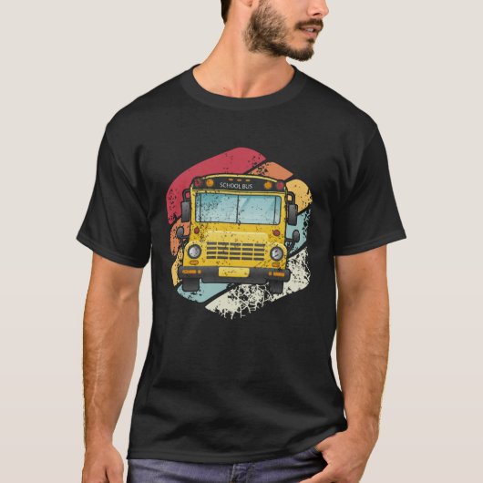 School Bus Retro Circle School Bus Driver T-shirt (Voorkant)
