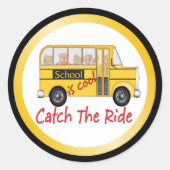 School-bus Ronde Sticker (Voorkant)