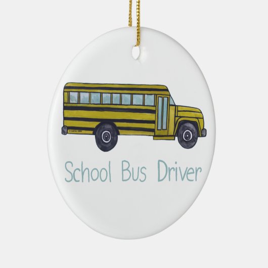 School Bus round Ceramic Ornament (Rechts)