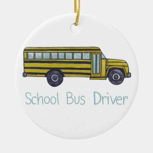 School Bus round Ceramic Ornament (Voorkant)
