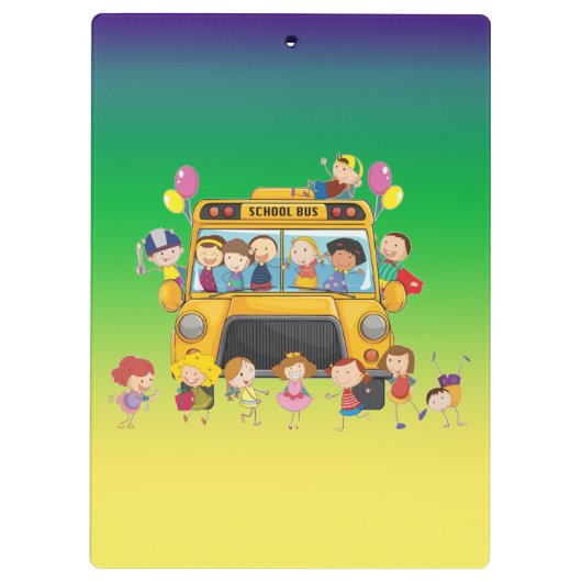 School Bus School Kinder Clip Board Klembord (Achterkant)