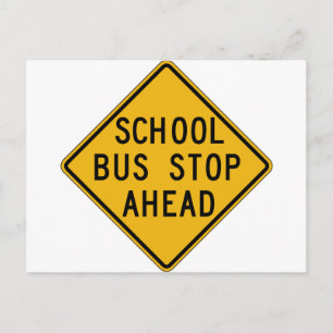 School Bus Stop Ahead Street Sign Briefkaart