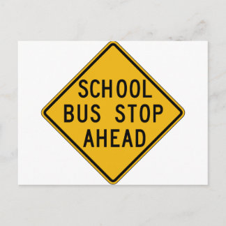 School Bus Stop Ahead Street Sign Briefkaart