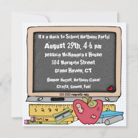 School-bus Terug naar school-dag-uitnodiging Kaart (Achterkant)