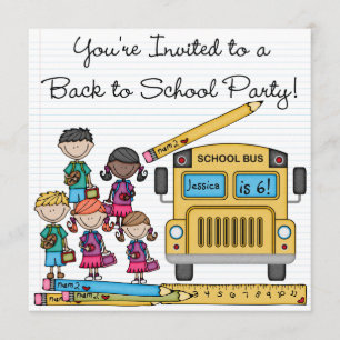 School-bus Terug naar school-dag-uitnodiging Kaart