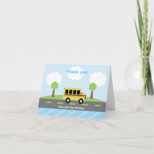 School Bus Town Birthday Thank you Card Bedankkaart