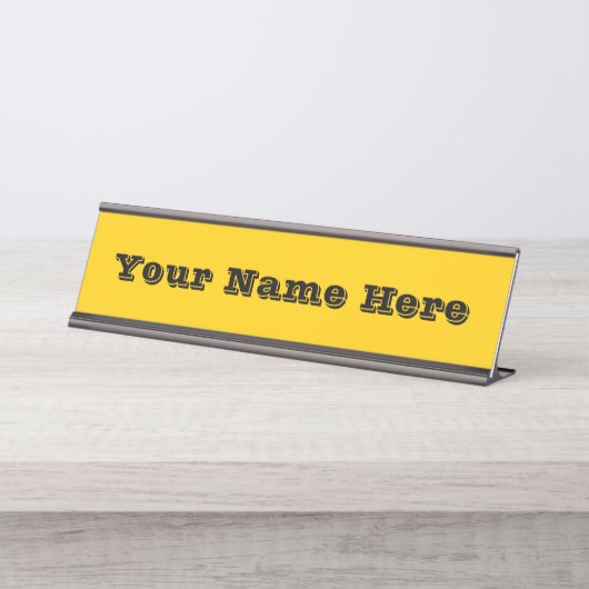 School Bus Veiligheid Geel Herfst Herfst Effen Kle Bureau Naambordje (Voorkant)