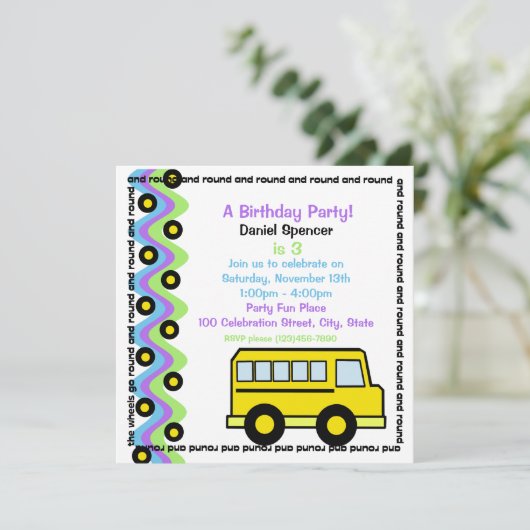 School Bus Wheels Kaart (Staand voorkant)