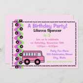 School Bus Wielen Roze Kaart (Voorkant / Achterkant)