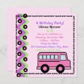 School Bus Wielen Roze Kaart (Voorkant / Achterkant)