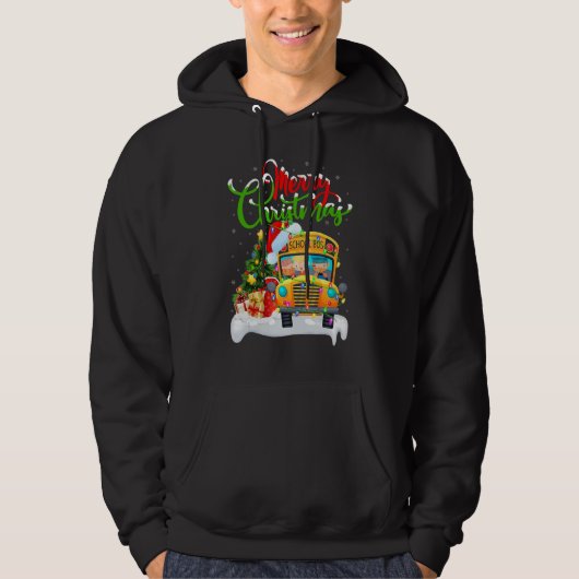 School Bus   Xmas Decorations Santa School Bus Chr Hoodie (Voorkant)