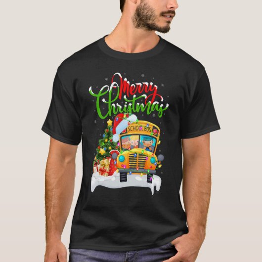 School Bus Xmas Decorations Santa School Bus Chr T-shirt (Voorkant)