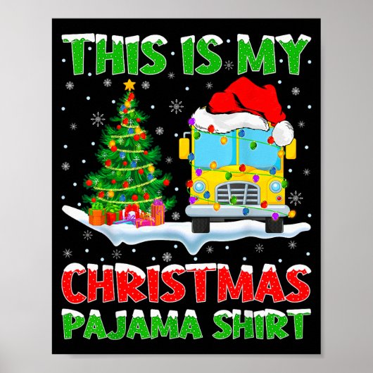 School Bus Xmas Tree Lights This Is My Christmas P Poster (Voorkant)