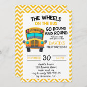 School Bus Yellow Cute Boy Birthday Party Kaart (Voorkant / Achterkant)
