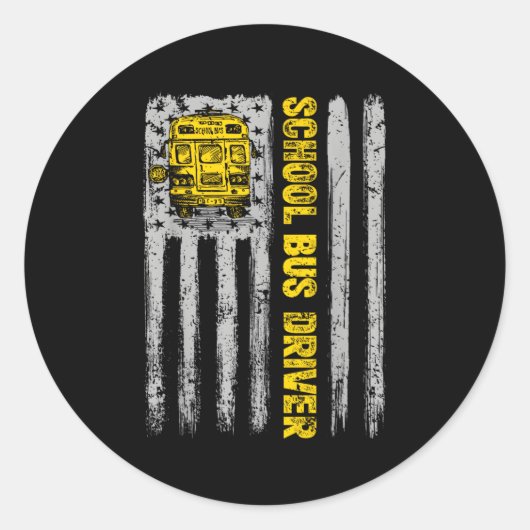 School buschauffeur Patriottisch VS Amerikaanse vl Ronde Sticker (Voorkant)