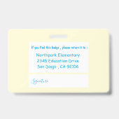 School Cafeteria Employee Photo Badge (Achterkant)
