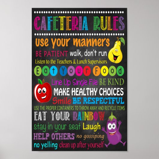 School Cafeteria Rules Poster (Voorkant)