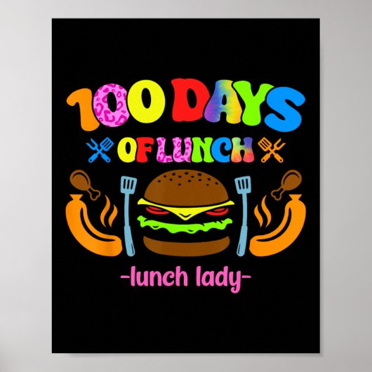 School Cafeteria Worker Lunch Lady 100 Days Of Lun Poster (Voorkant)