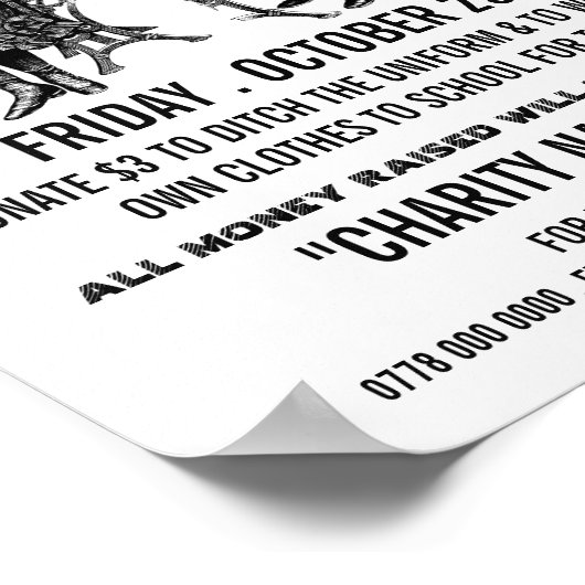  school, Casual dresdag Fundraiser Advert Poster (Hoek)